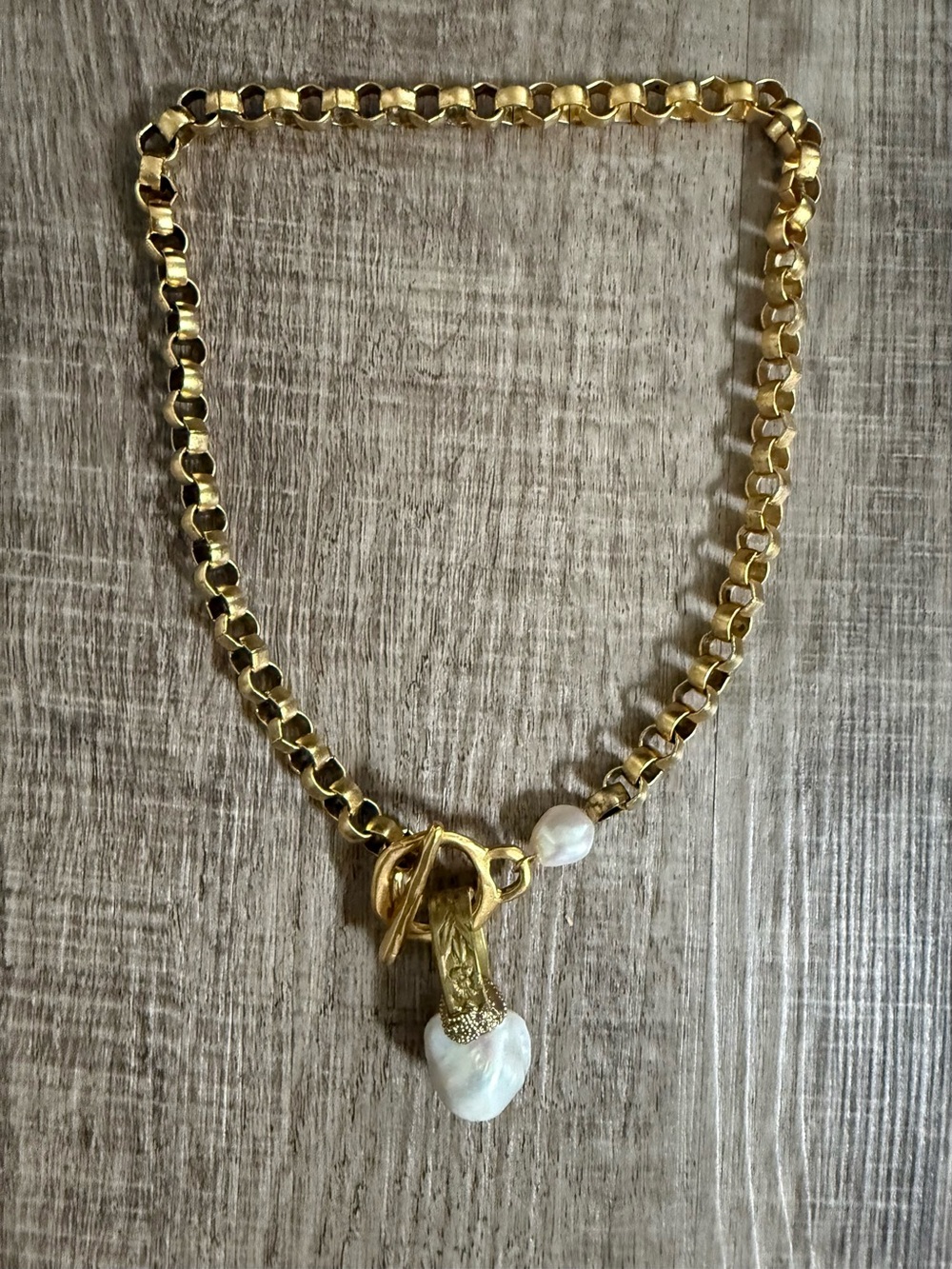 One of a Kind Statement Gold and Pearl Handmade Necklace